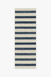 Sumi Sailor Stripe — Halı, Lacivert, RUNNER, beyaz zemin, 2x7