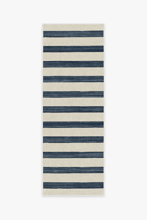 Sumi Sailor Stripe — Halı, Lacivert, RUNNER, beyaz zemin, 2x7