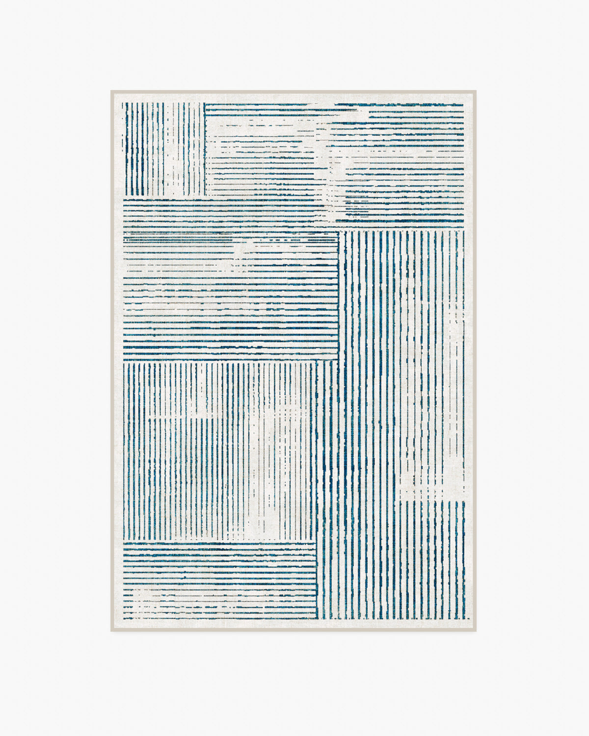 Linear Oasis — Halı, Fildişi ve Mavi, AREA, beyaz zemin, 4x6