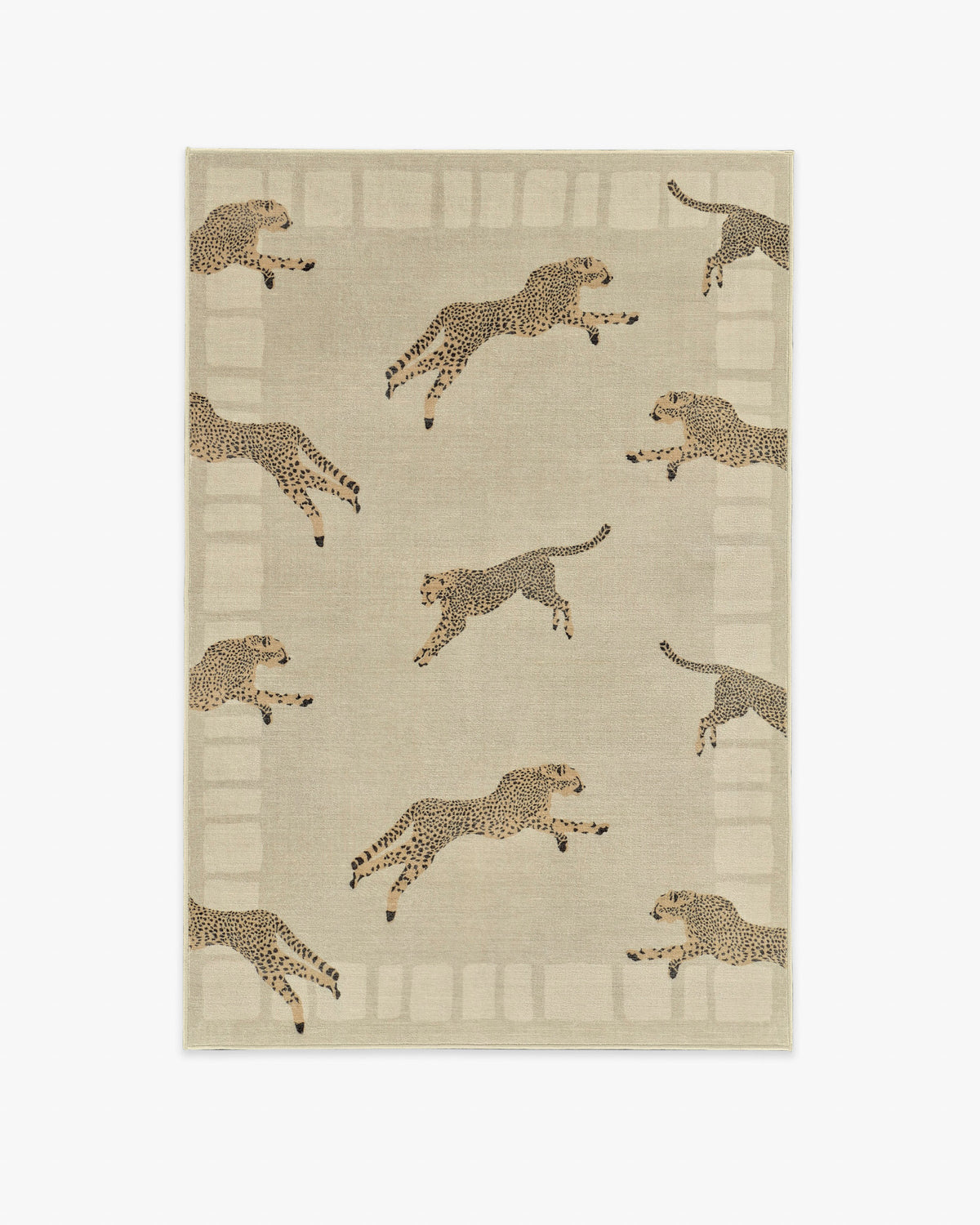 Leaping Cheetah — Halı, Kum, AREA, beyaz zemin, 4x6