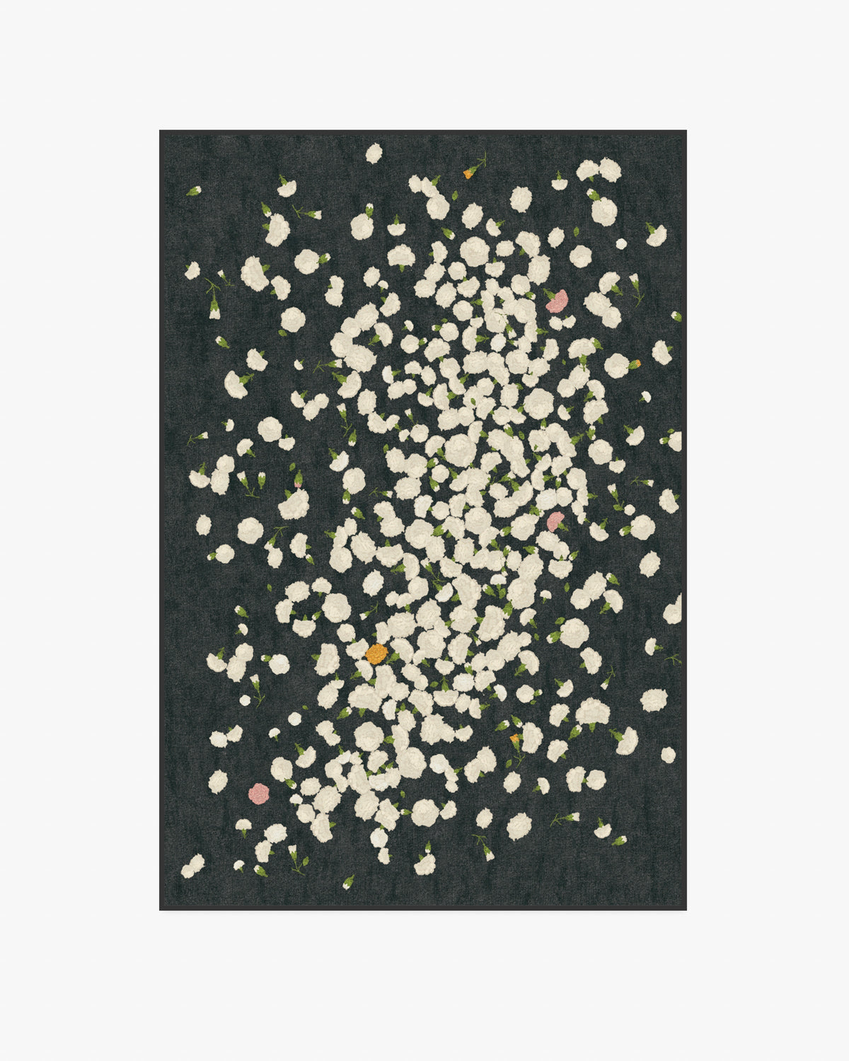 Fluttering Carnations — Halı, Antrasit Fildişi, AREA, beyaz zemin, 4x6