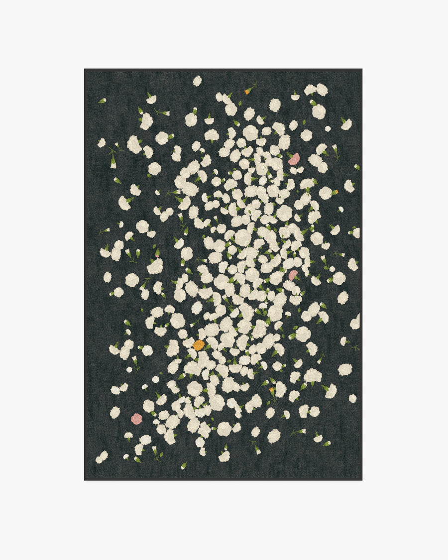 Fluttering Carnations — Halı, Antrasit Fildişi, AREA, beyaz zemin, 4x6