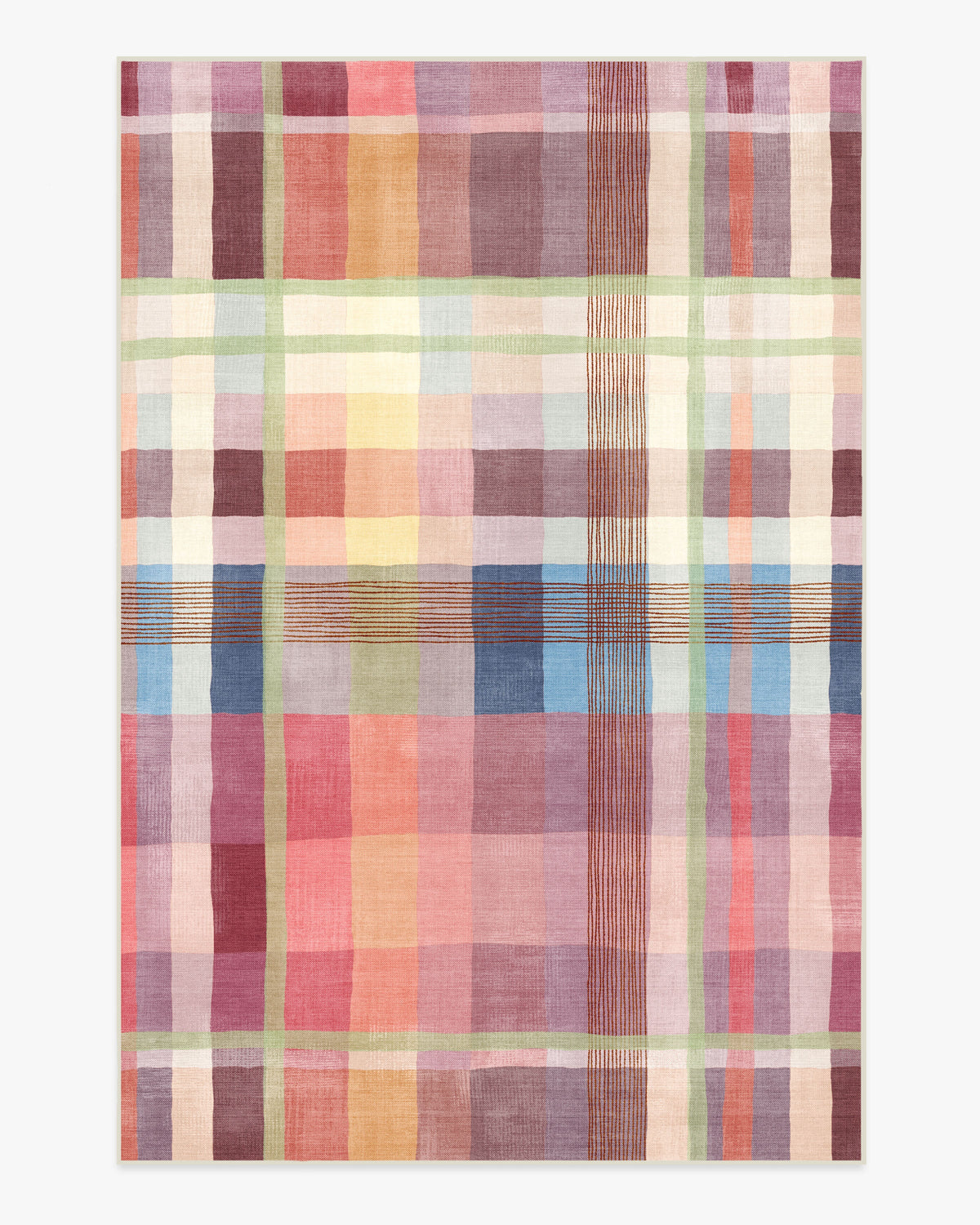 Margot Plaid Berry — Halı, Çok Renkli, AREA, beyaz zemin, 6x9