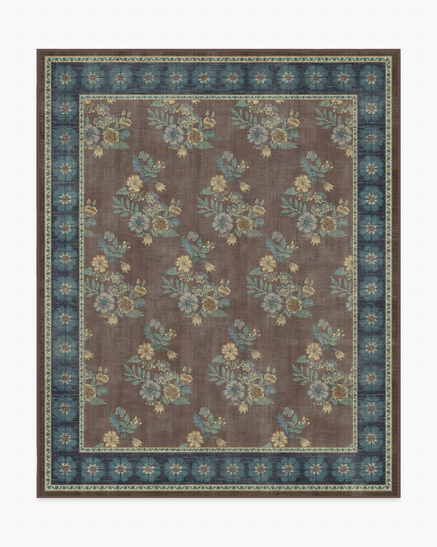 Pennywood — Halı, Kahverengi Mavi, AREA, beyaz zemin, 8x10
