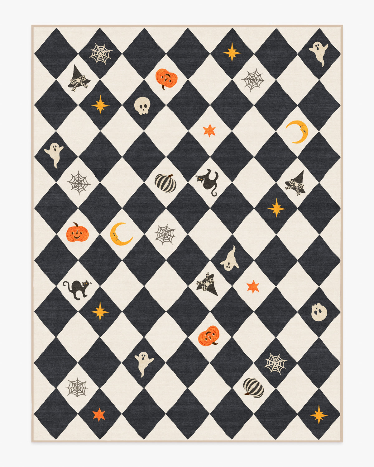 Halloween Harlequin — Halı, Fildişi Antrasit, AREA, beyaz zemin, 9x12