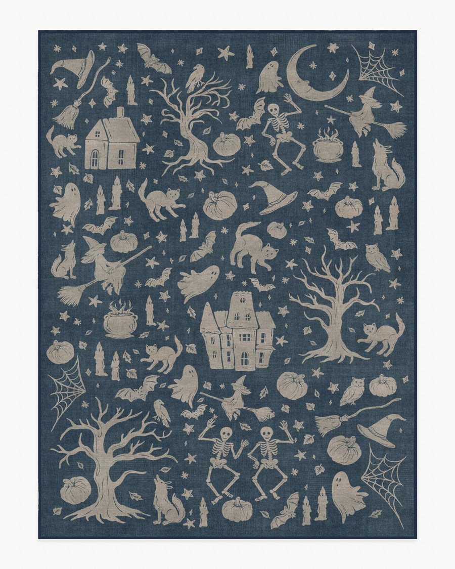 Moonlit Creatures — Halı, Lacivert, AREA, beyaz zemin, 9x12