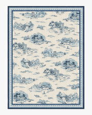 Provence Toile — Halı, Delft Mavisi, AREA, beyaz zemin, 9x12