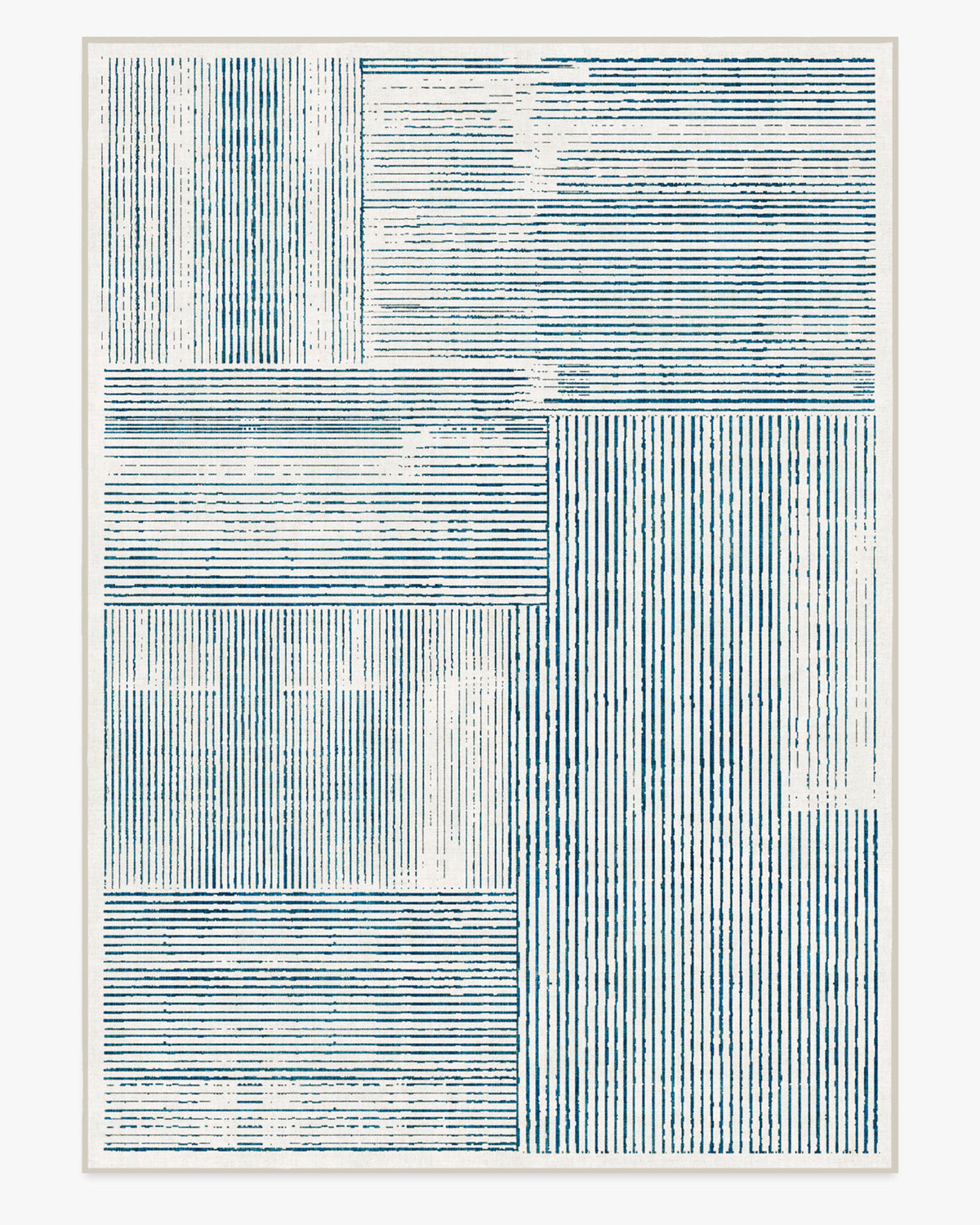 Linear Oasis — Halı, Fildişi ve Mavi, AREA, beyaz zemin, 10x14