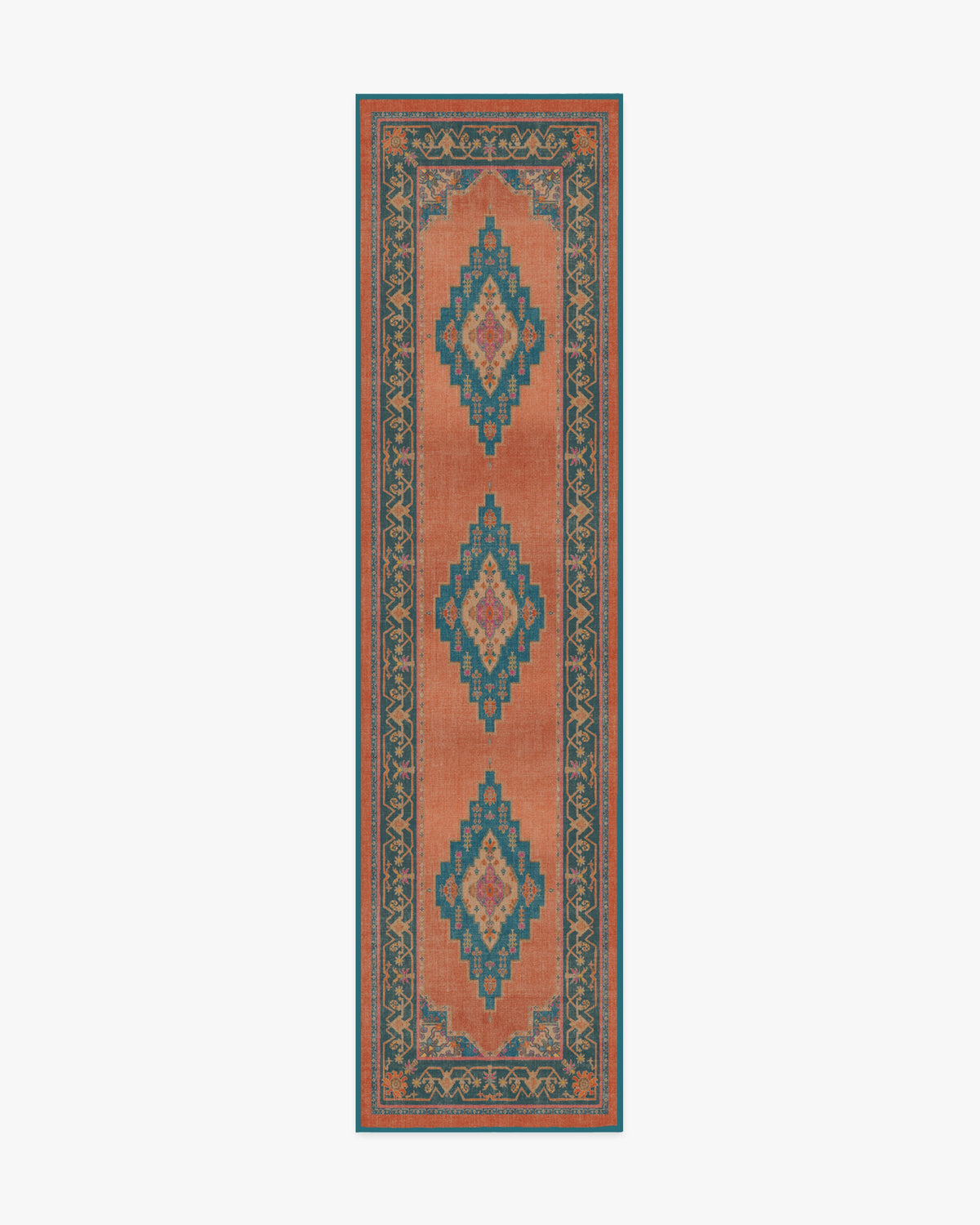 Sunset Bazaar Tropic — Halı, Mercan, RUNNER, beyaz zemin, 2x10