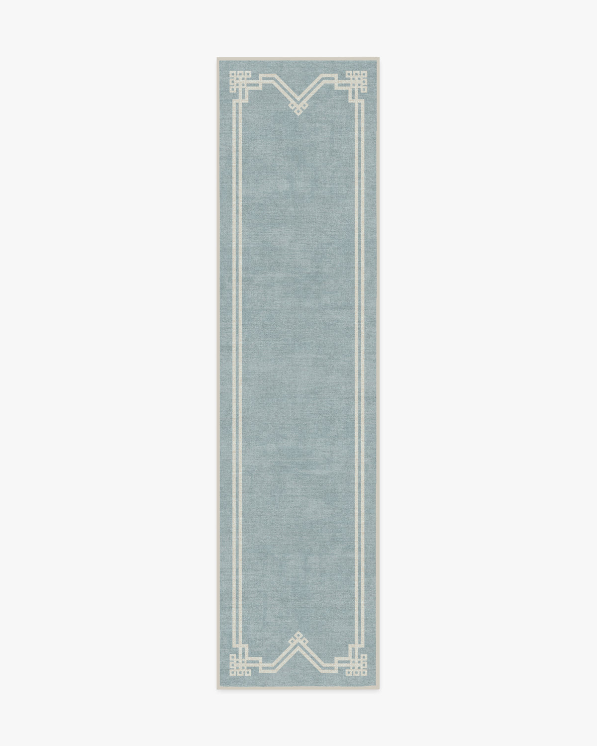Chrysler Border Chambray — Halı, Mavi, RUNNER, beyaz zemin, 2x10