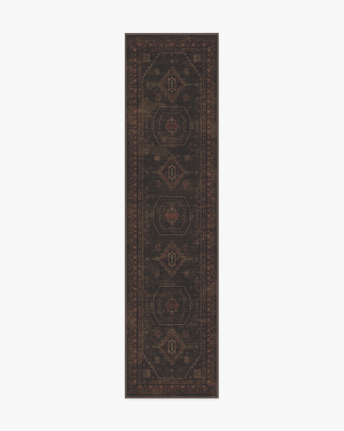 Shira — Halı, Bordeaux Kahverengi, RUNNER, beyaz zemin, 2x10