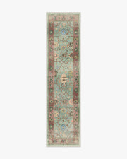Jemima — Halı, Adaçayı Yeşil ve Kırmızı, RUNNER, beyaz zemin, 2x10