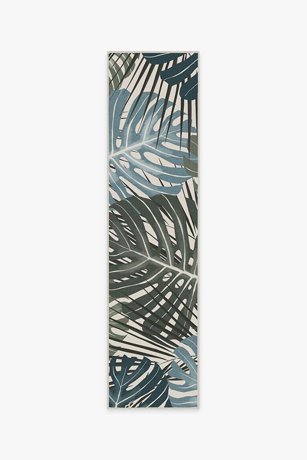 Monstera — Halı, Yeşim, RUNNER, beyaz zemin, 2x10