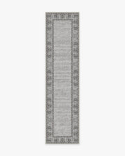 Vintage Daisy Bordered — Halı, Gri, RUNNER, beyaz zemin, 2x10