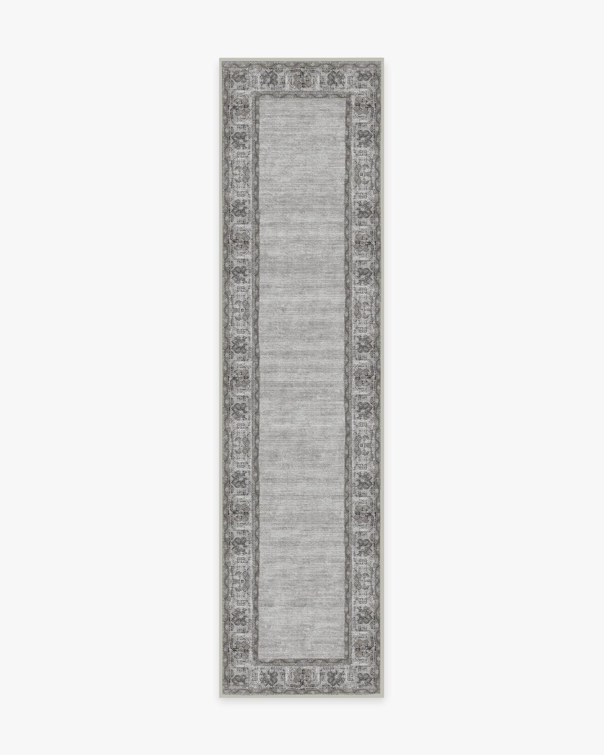 Vintage Daisy Bordered — Halı, Gri, RUNNER, beyaz zemin, 2x10