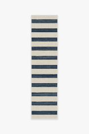 Sumi Sailor Stripe — Halı, Lacivert, RUNNER, beyaz zemin, 2x10
