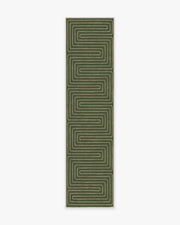Labyrinth — Halı, Fern Yeşil, RUNNER, beyaz zemin, 2x10
