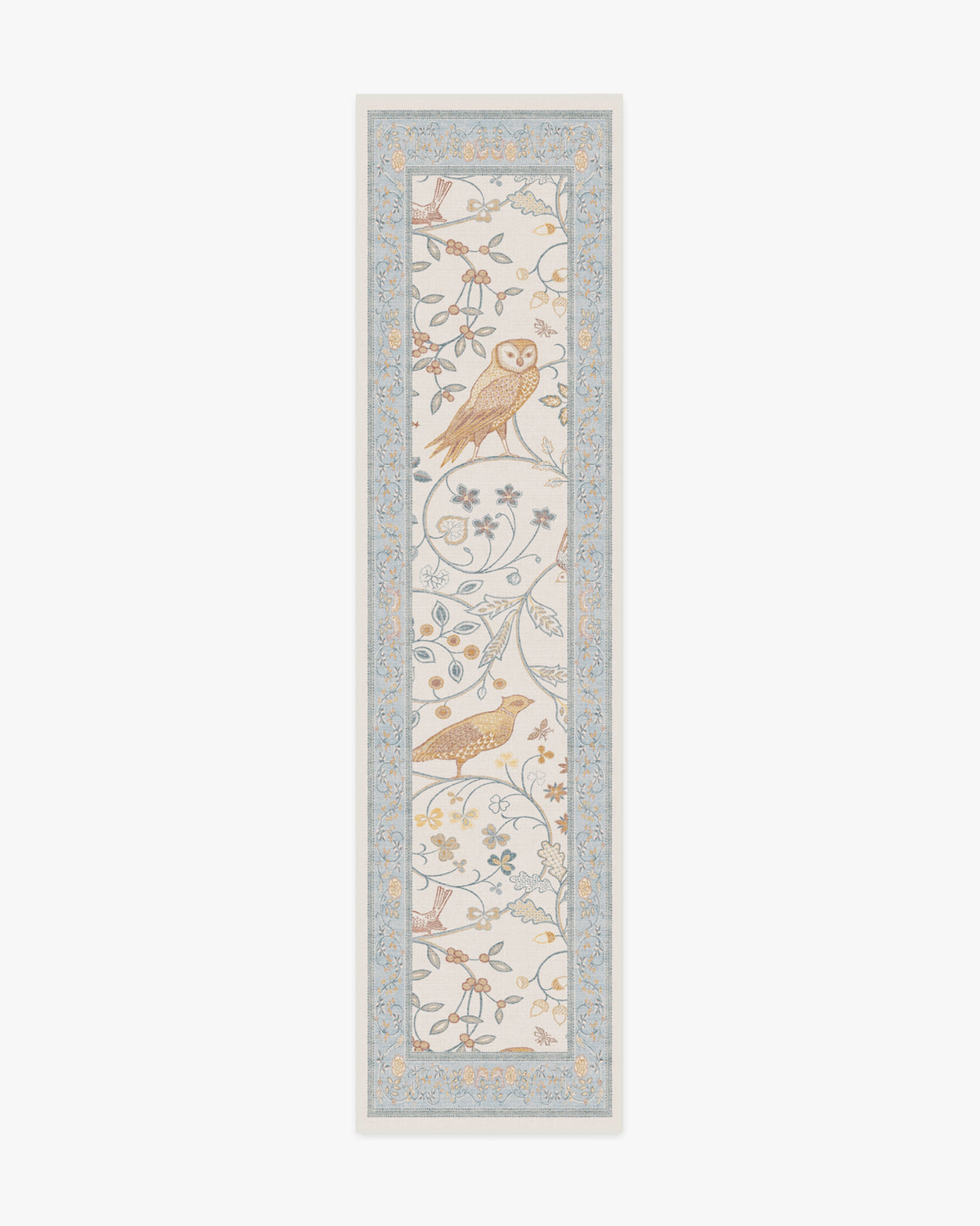 Morris And Co Newill — Halı, Fildişi Mavisi, RUNNER, beyaz zemin, 2x10