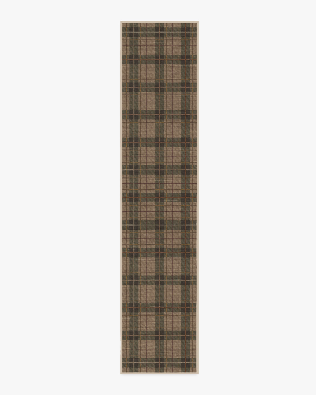 Alfie Plaid — Halı, Doğal Yeşil, RUNNER, beyaz zemin, 2x12