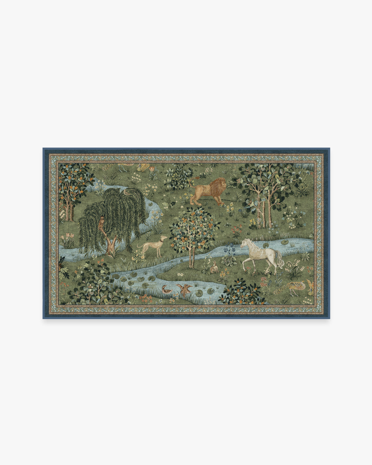 Morris And Co Owl Willow — Halı, Yeşil, AREA, beyaz zemin, 3x5