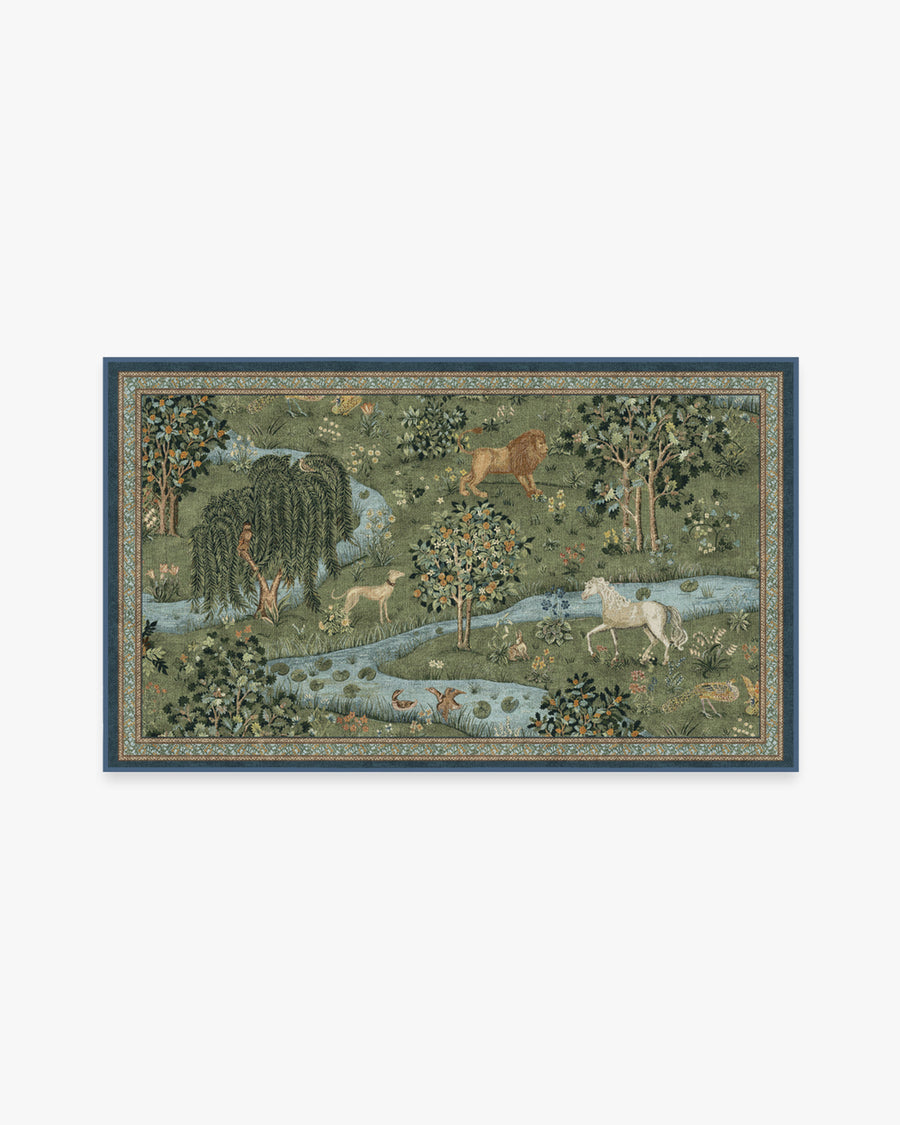 Morris And Co Owl Willow — Halı, Yeşil, AREA, beyaz zemin, 3x5