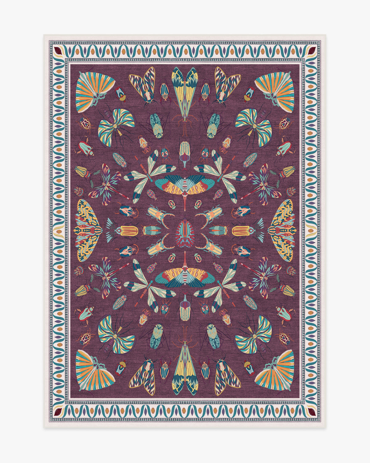 Flutterby — Halı, Bordo, AREA, beyaz zemin, 5x7
