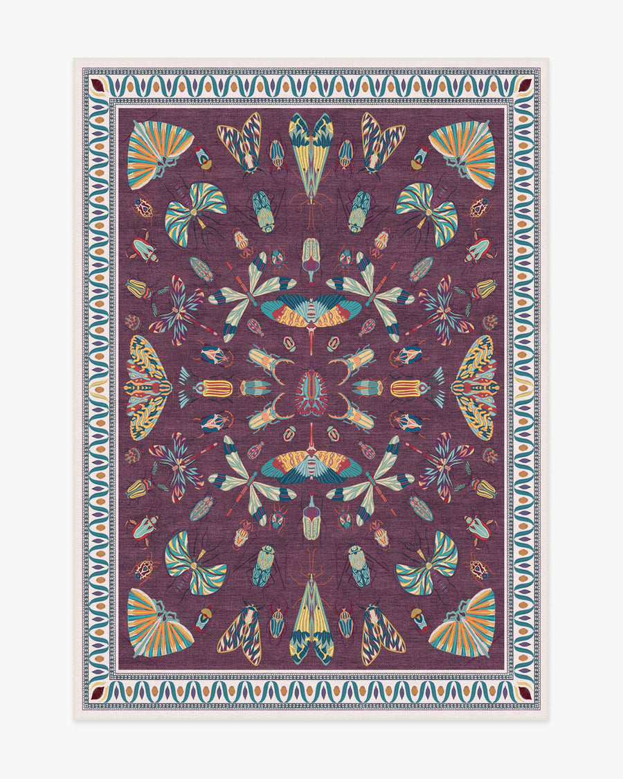 Flutterby — Halı, Bordo, AREA, beyaz zemin, 5x7