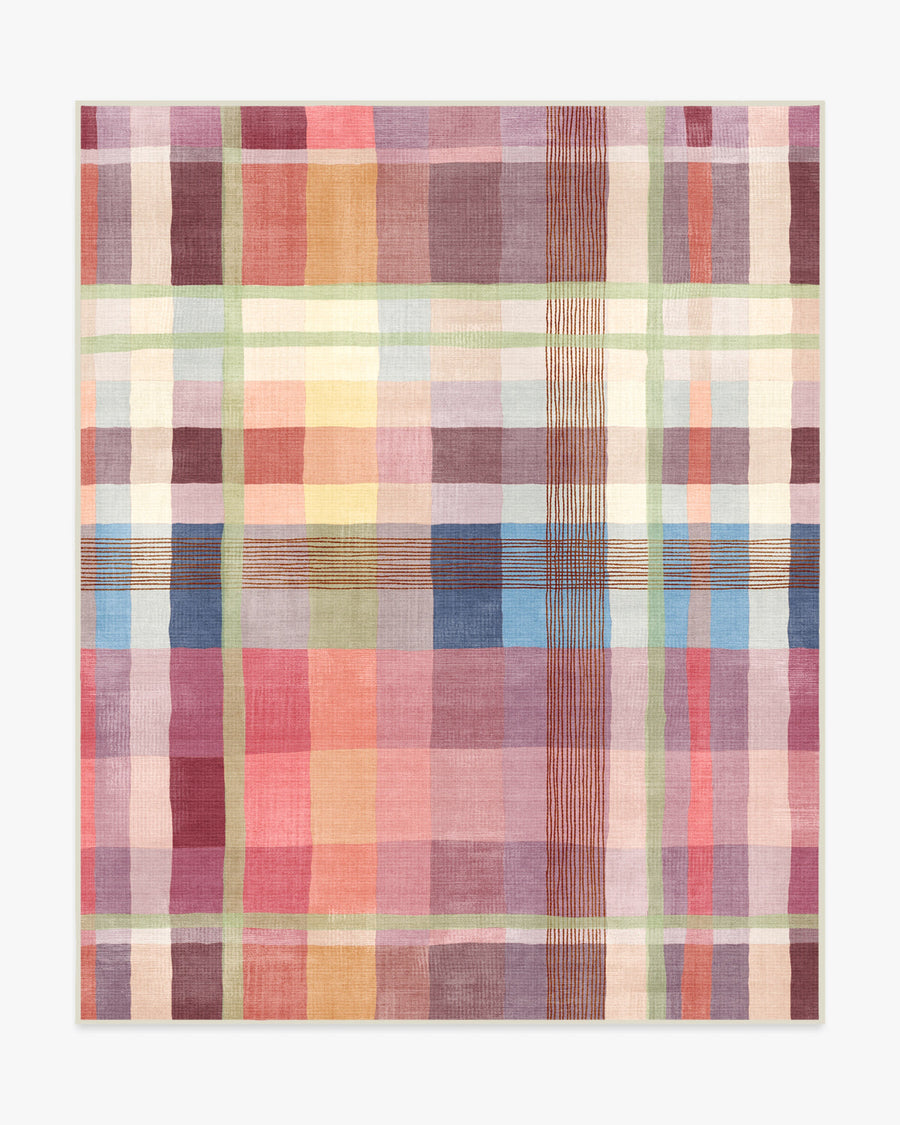 Margot Plaid Berry — Halı, Çok Renkli, AREA, beyaz zemin, 8x10