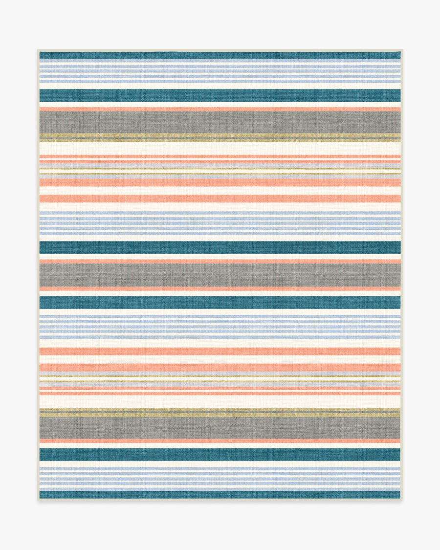 Tropez Stripe — Halı, Turkuaz Çok Renkli, AREA, beyaz zemin, 8x10