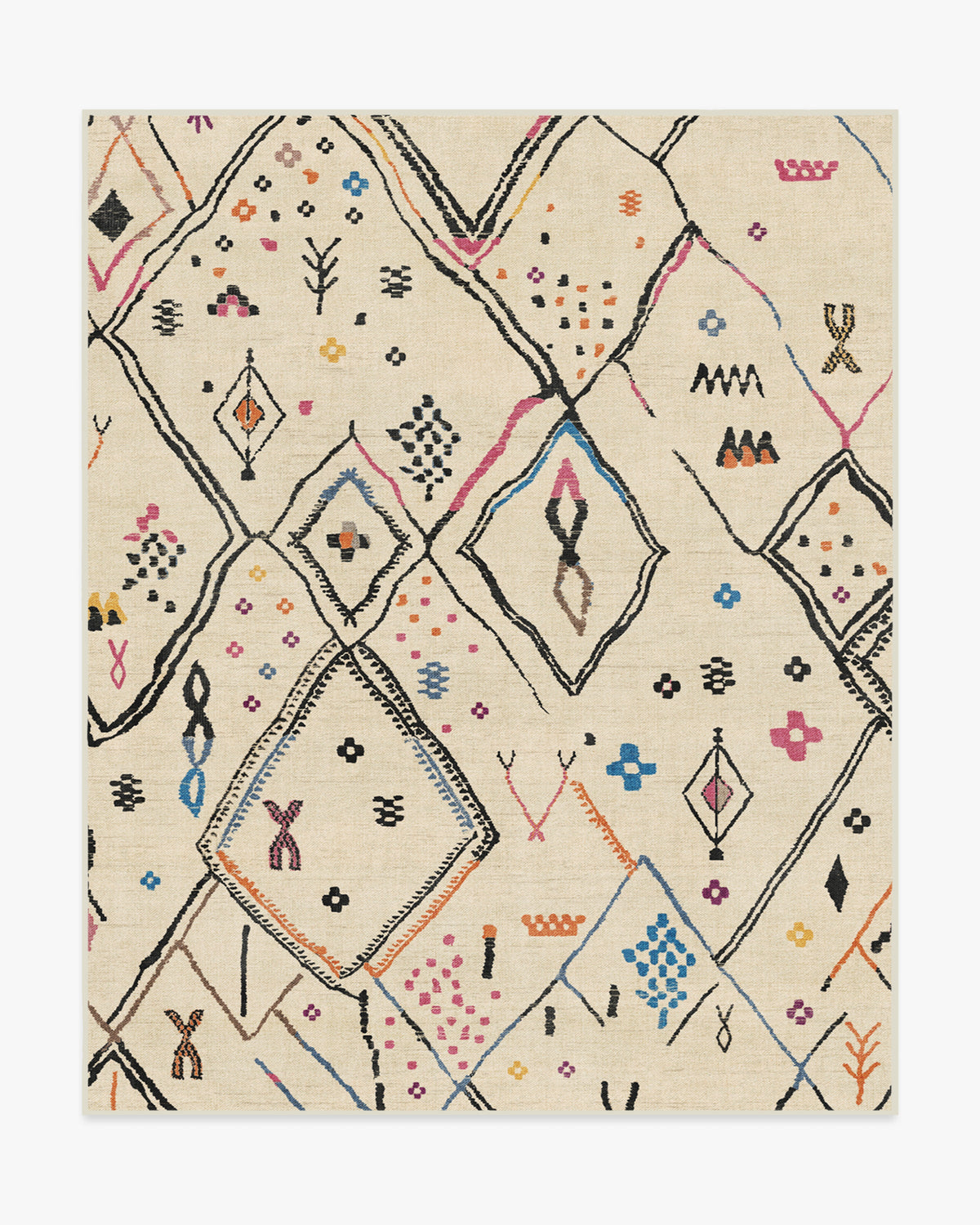 Pamir — Halı, Fildişi Çok Renkli, AREA, beyaz zemin, 8x10