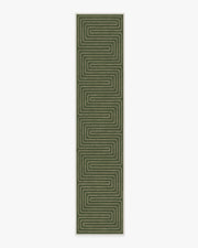 Labyrinth — Halı, Fern Yeşil, RUNNER, beyaz zemin, 2x12