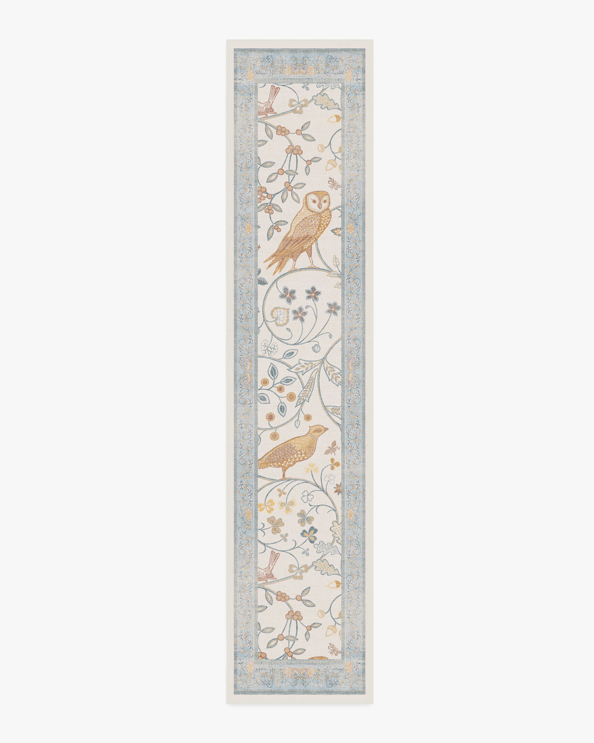 Morris And Co Newill — Halı, Fildişi Mavisi, RUNNER, beyaz zemin, 2x12