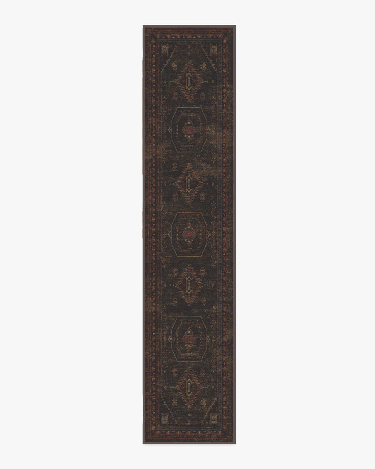 Shira — Halı, Bordeaux Kahverengi, RUNNER, beyaz zemin, 2x12