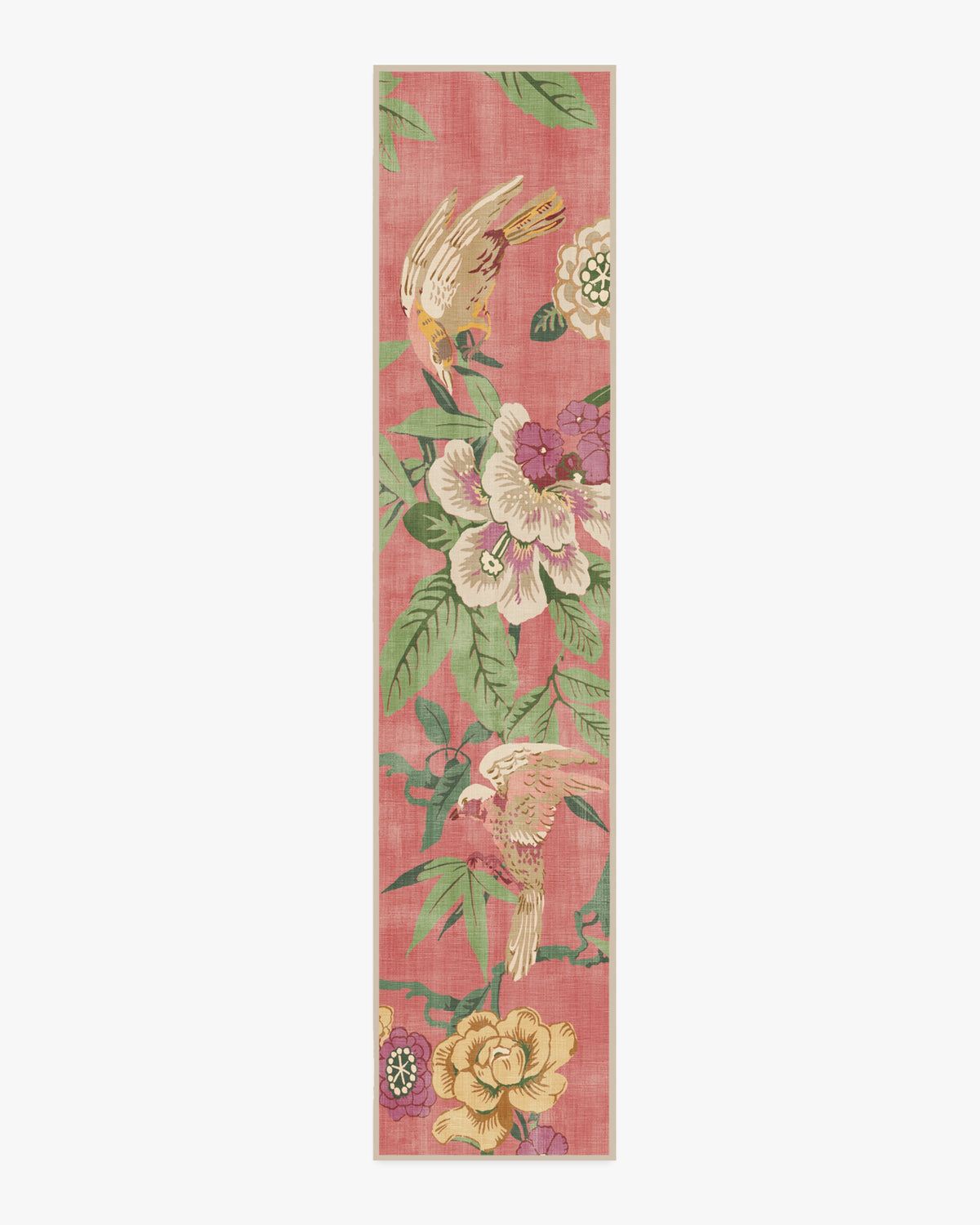 Bamboo Bird — Halı, Blossom Pembe, RUNNER, beyaz zemin, 2x12