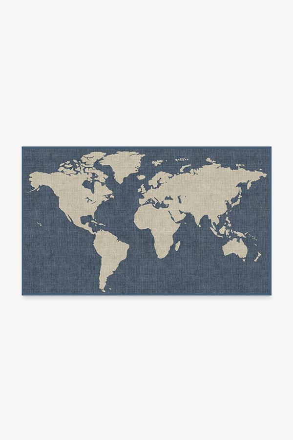 World Map — Halı, Mavi, AREA, beyaz zemin, 3x5