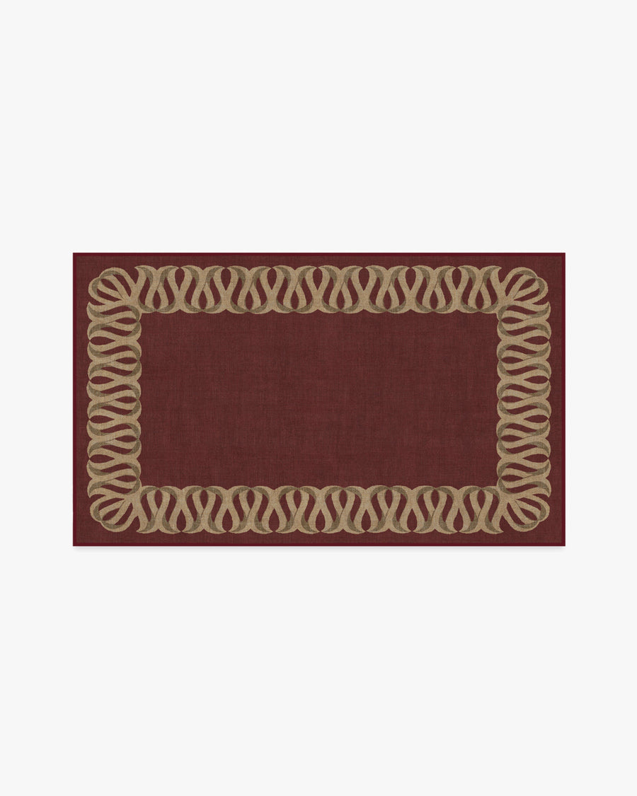 Ribbon Border — Halı, Kırmızı Doğal, AREA, beyaz zemin, 3x5