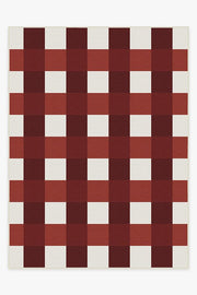 Gingham Plaid — Halı, Kırmızı Beyaz, AREA, beyaz zemin, 9x12