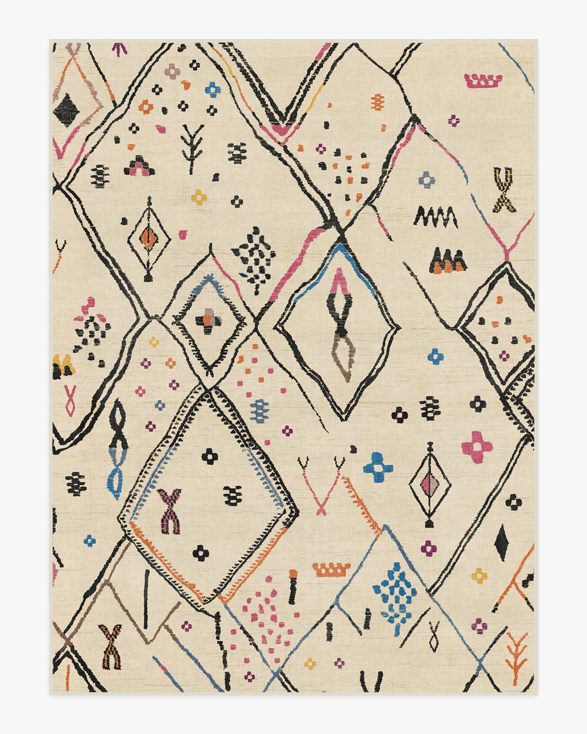Pamir — Halı, Fildişi Çok Renkli, AREA, beyaz zemin, 9x12