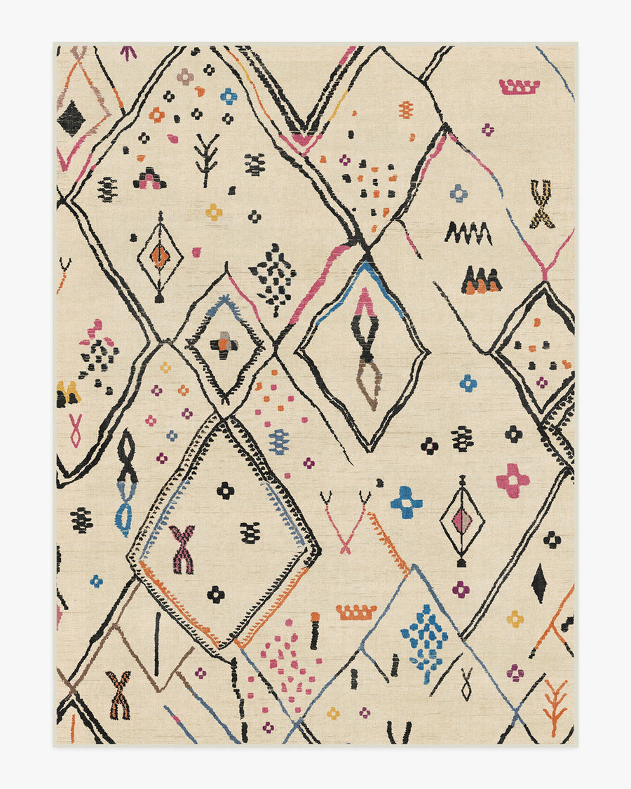 Pamir — Halı, Fildişi Çok Renkli, AREA, beyaz zemin, 9x12
