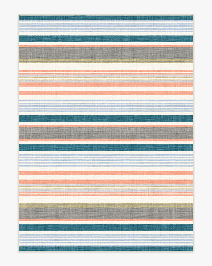 Tropez Stripe — Halı, Turkuaz Çok Renkli, AREA, beyaz zemin, 9x12