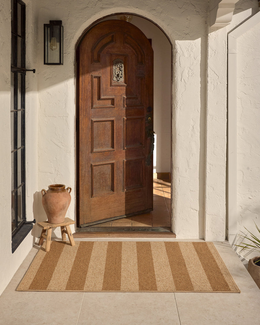Nolan Bold Stripe Natural Dark Natural Performance Weave — Halı, Kahverengi, AREA, yaşam alanı, 3x5