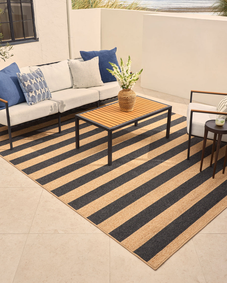 Nolan Bold Stripe Natural Black Performance Weave — Halı, Siyah, AREA, yaşam alanı, 8x10