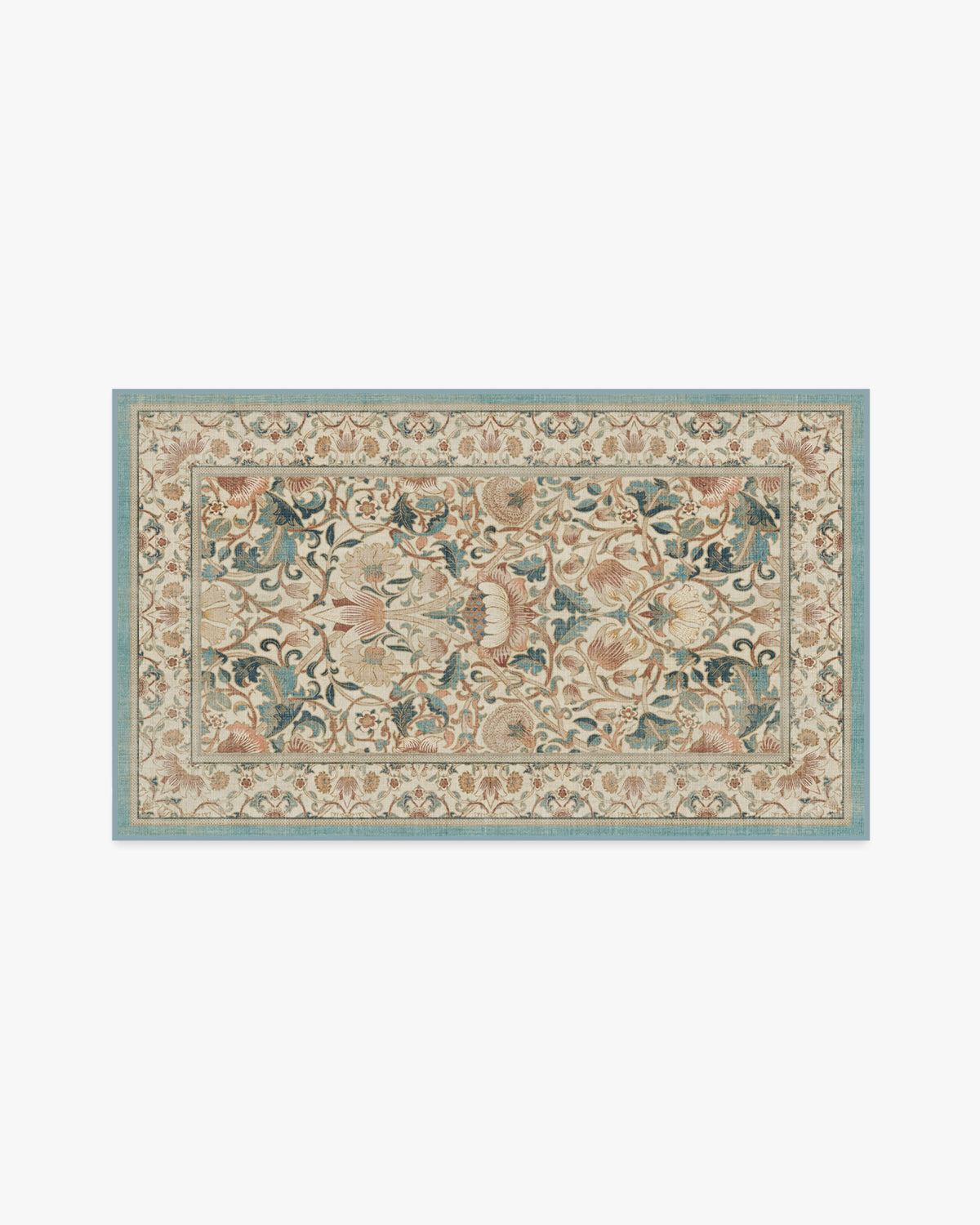Morris And Co Lodden — Halı, Soft Gül Turkuaz, AREA, beyaz zemin, 3x5