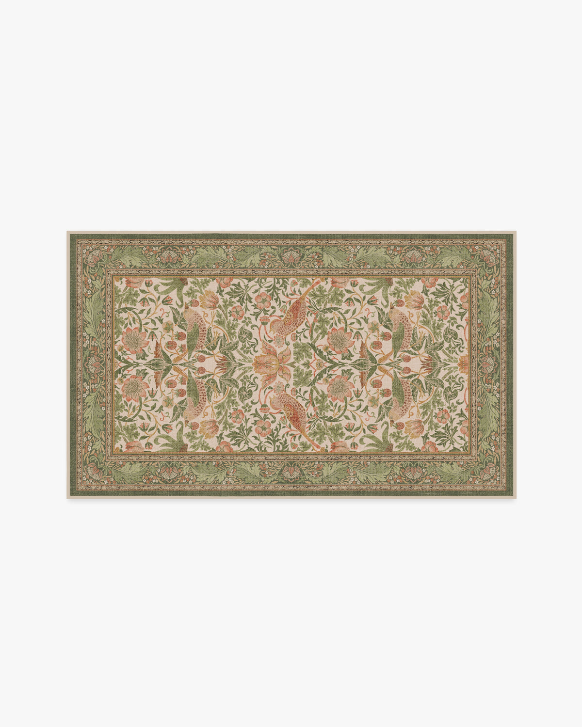 Morris And Co Strawberry Thief — Halı, Adaçayı Gül, AREA, beyaz zemin, 3x5