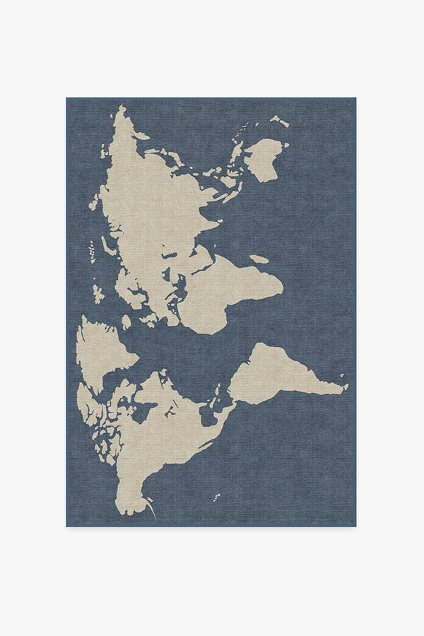 World Map — Halı, Mavi, AREA, beyaz zemin, 4x6