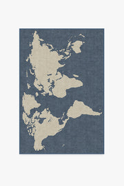 World Map — Halı, Mavi, AREA, beyaz zemin, 4x6