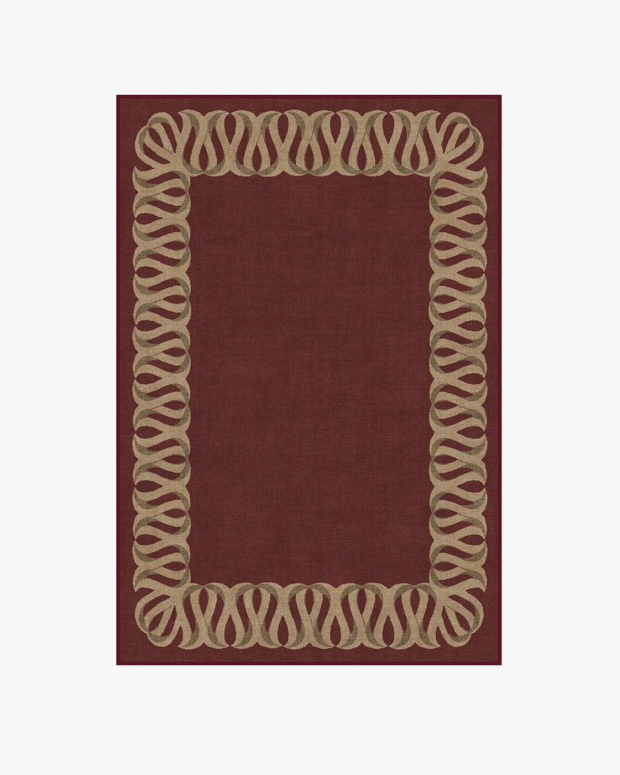 Ribbon Border — Halı, Kırmızı Doğal, AREA, beyaz zemin, 4x6