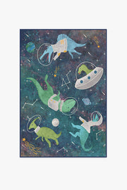 Dinosaurs In Space — Halı, Yeşil, AREA, beyaz zemin, 4x6