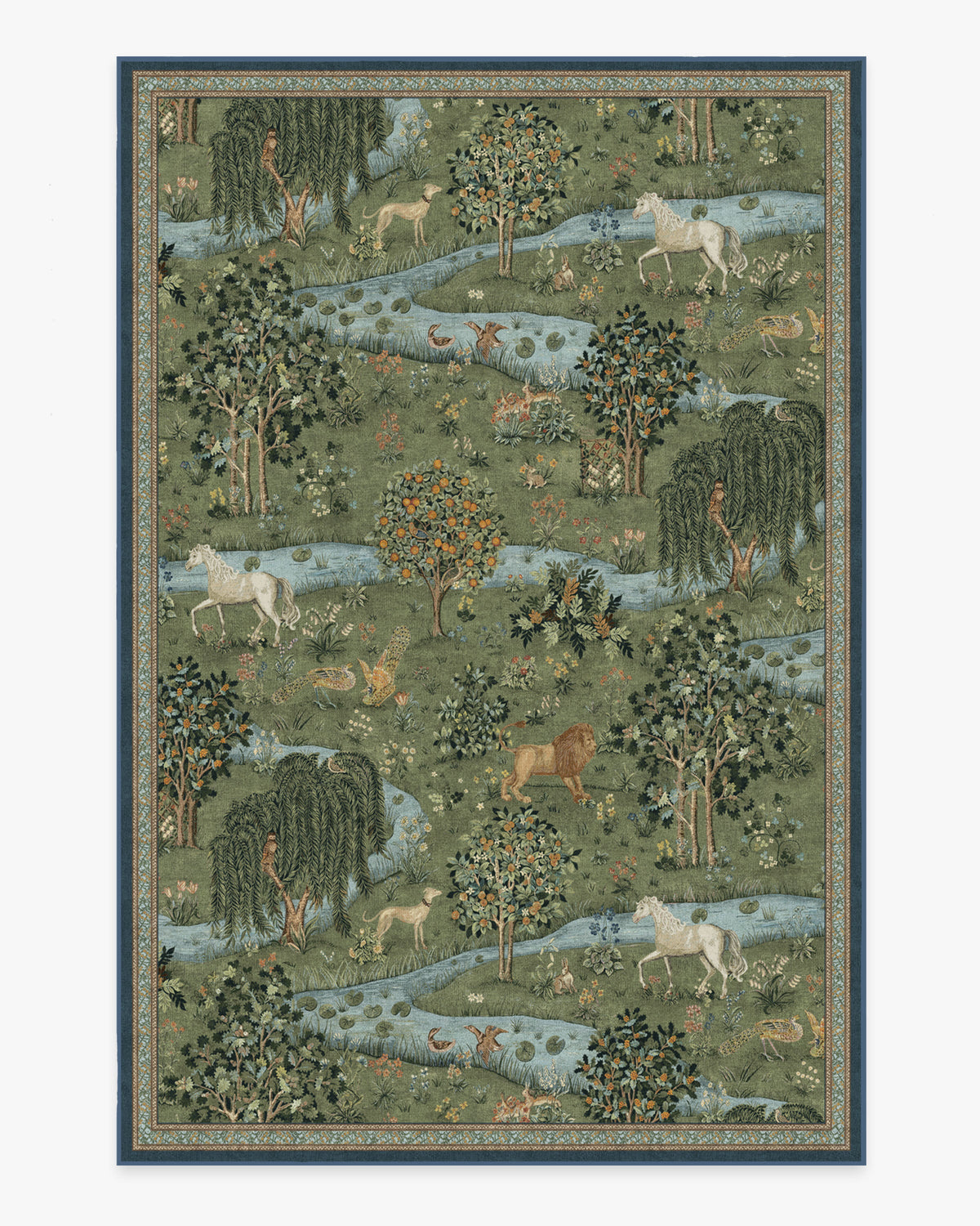 Morris And Co Owl Willow — Halı, Yeşil, AREA, beyaz zemin, 6x9