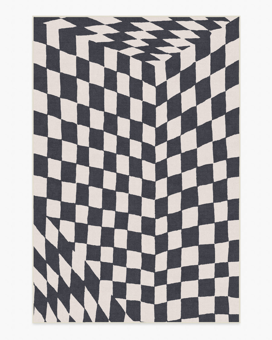 Ricardo Checkerboard — Halı, Fildişi Siyah, AREA, beyaz zemin, 6x9